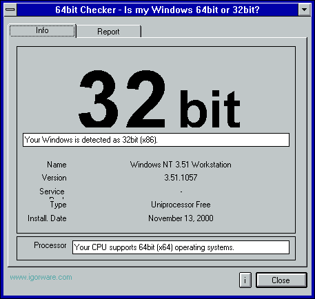 64bit Checker (โปรแกรม 64bit Checker เช็คเวอร์ชันบิตของ Windows) : 