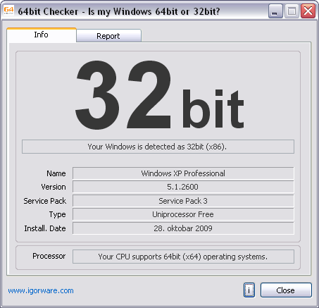 64bit Checker (โปรแกรม 64bit Checker เช็คเวอร์ชันบิตของ Windows) : 