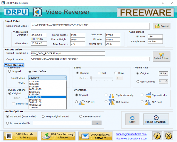 DRPU Video Reverser (โปรแกรม DRPU Video Reverser ย้อนหลังวิดีโอ ทำวิดีโอย้อนกลับหลัง) : 
