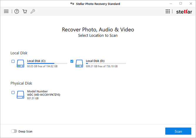 Stellar Photo Recovery (โปรแกรมกู้รูปภาพ กู้ไฟล์วิดีโอ กู้เพลง จาก HDD, SSD, SD Card, Flash Drive ) : 