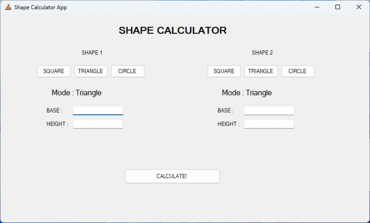 Shape Calculator (โปรแกรมเครื่องคำนวณรูปเรขาคณิต) : 