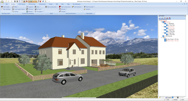 Ashampoo 3D CAD Professional (โปรแกรมออกแบบบ้าน สิ่งก่อสร้าง ภายนอก ภายใน 2 มิติ และ 3 มิติ) : 