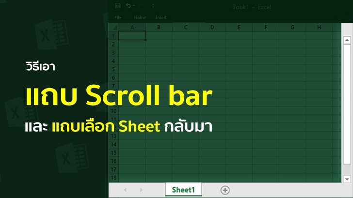 ทิปส์ Microsoft Excel วิธีเอาแถบเลื่อน Scroll bar และแถบเลือก Sheet กลับมา