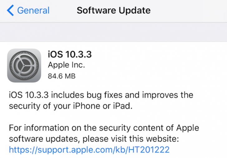 วิธีอัพเดท iOS 10.3.3 พร้อมลิงค์ดาวน์โหลด Firmware โดยตรง