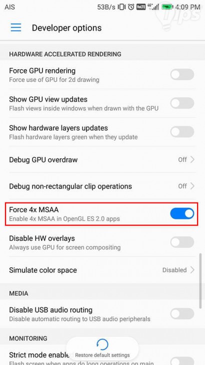 ปลดล็อกพลังเร้นลับบนสมาร์ทโฟน Android ให้เล่นเกมส์ได้ไหลลื่นขึ้น (Force 4x MSAA)