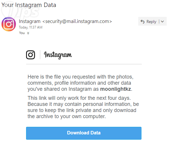 วิธีดาวน์โหลดข้อมูลการใช้งานจาก Instagram ของเรามาสำรองเก็บไว้