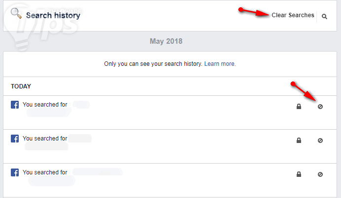 วิธีลบข้อมูลการค้นหาในช่อง Facebook Search ของเรา