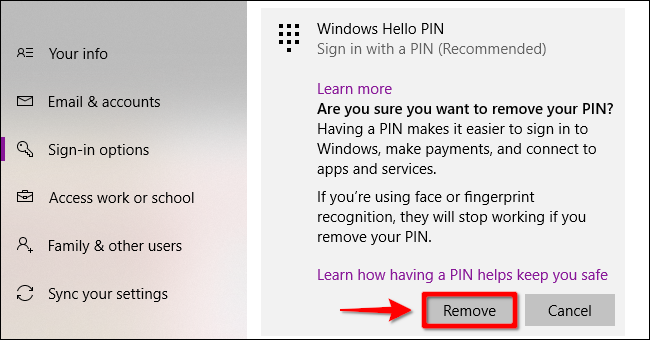 วิธีลบ Password และ PIN ของ Windows 10 