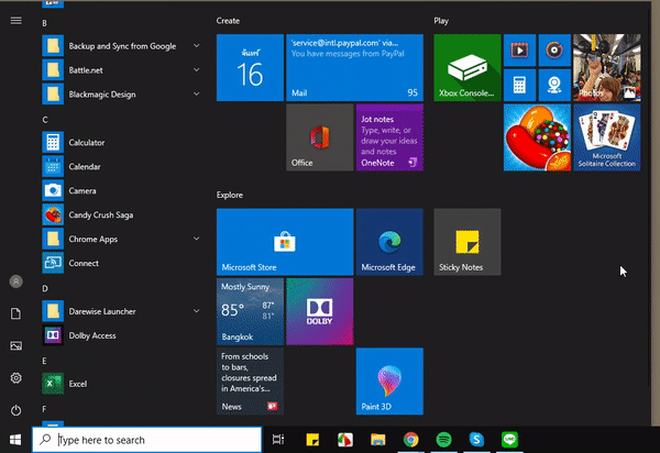 เทคนิคการใช้งานปุ่ม Start หรือ Start Menu ของ Windows 10