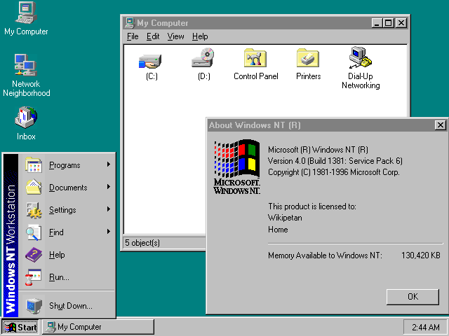 Windows NT 4.0 (ปี ค.ศ. 1996 - พ.ศ. 2539)