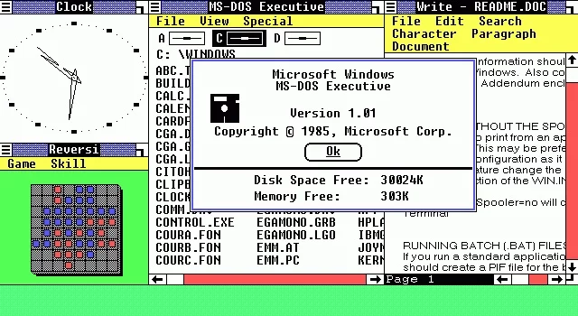 Windows 1.0 (ปี ค.ศ. 1985 - พ.ศ. 2528)