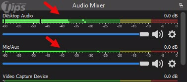 หน้าจอเช็ค และปรับระดับเสียง (Audio Mixer) โปรแกรม OBS Studio
