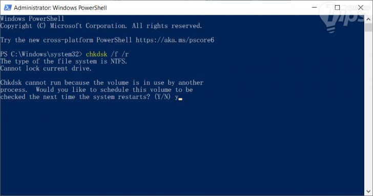 หน้าจอ Windows Powershell ในระบบปฏิบัติการ Windows 10
