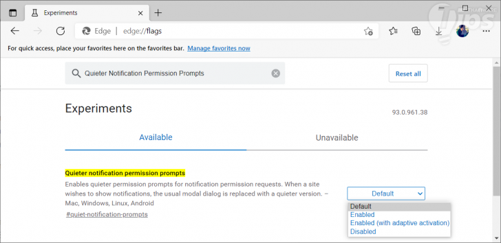 การแจ้งเตือนการขออนุญาตแบบเงียบ (Quieter Notification Permission Prompts) ของเว็บเบราว์เซอร์ Microsoft Edge