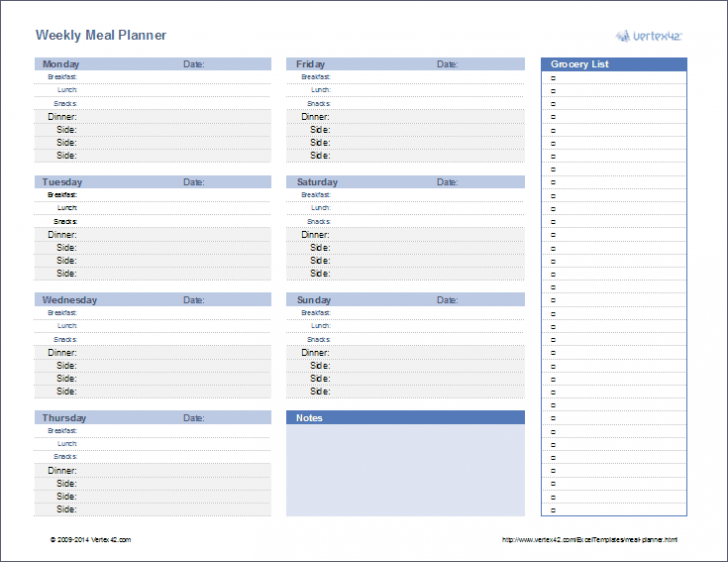 ตารางคุมอาหาร (Meal Planner Template) สำหรับ Microsoft Excel