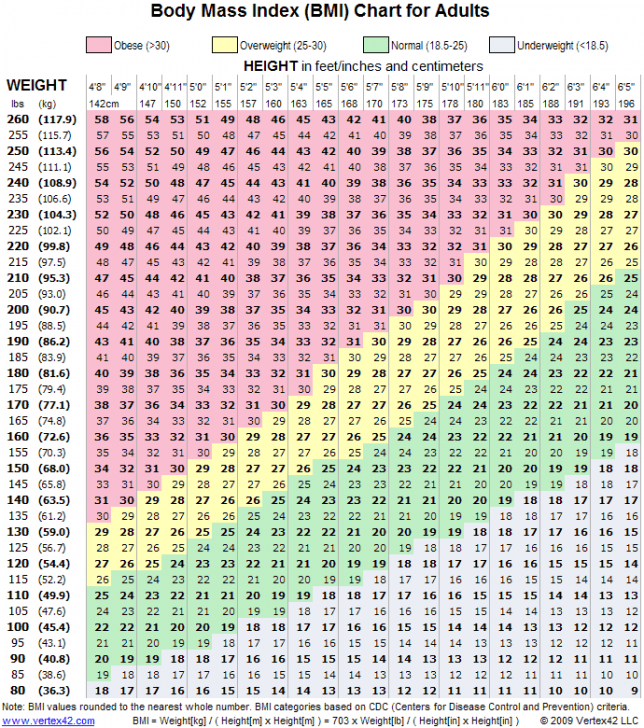 ตารางดัชนีมวลกาย (BMI Chart) สำหรับ Microsoft Excel