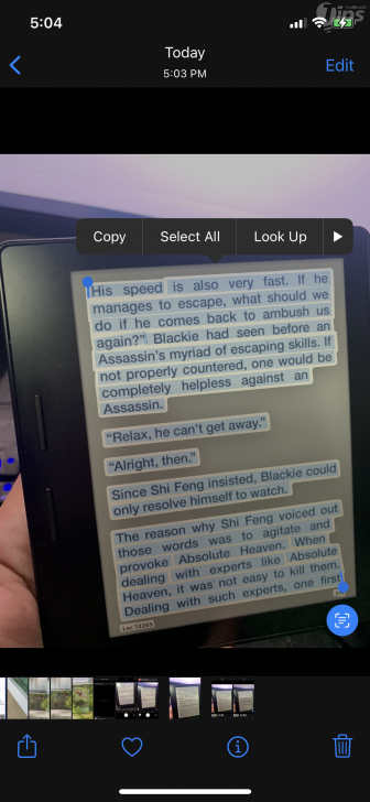 การสแกนตัวอักษรในภาพด้วย Live Text ใน iOS