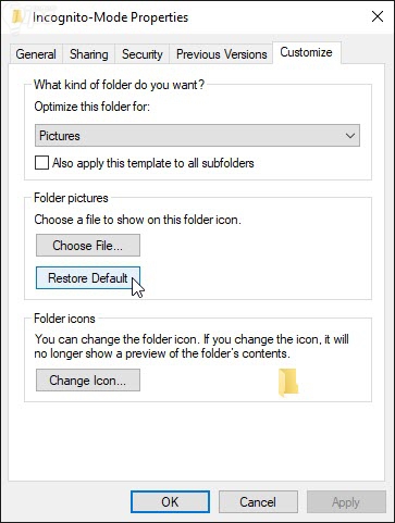 Default Settings for Folder