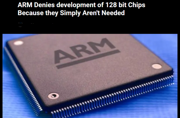 ARM ยังไม่มีแผนจะผลิต CPU 128 บิต ในเร็ว ๆ นี้