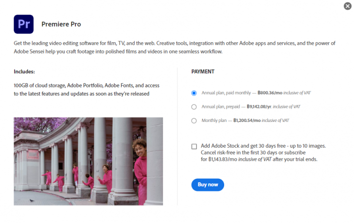 ราคาของ Adobe Premiere Rush 