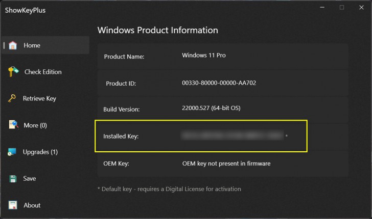 วิธีค้นหา Windows Product Key แบบ OEM ด้วยโปรแกรม ShowKeyPlus