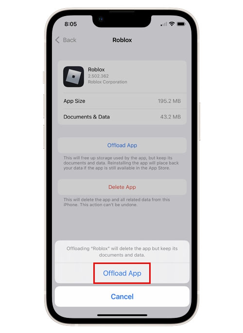 ฟีเจอร์ Offload App บน iOS