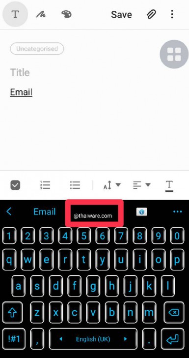 การตั้งค่า Text Shortcuts บน Samsung Keyboard