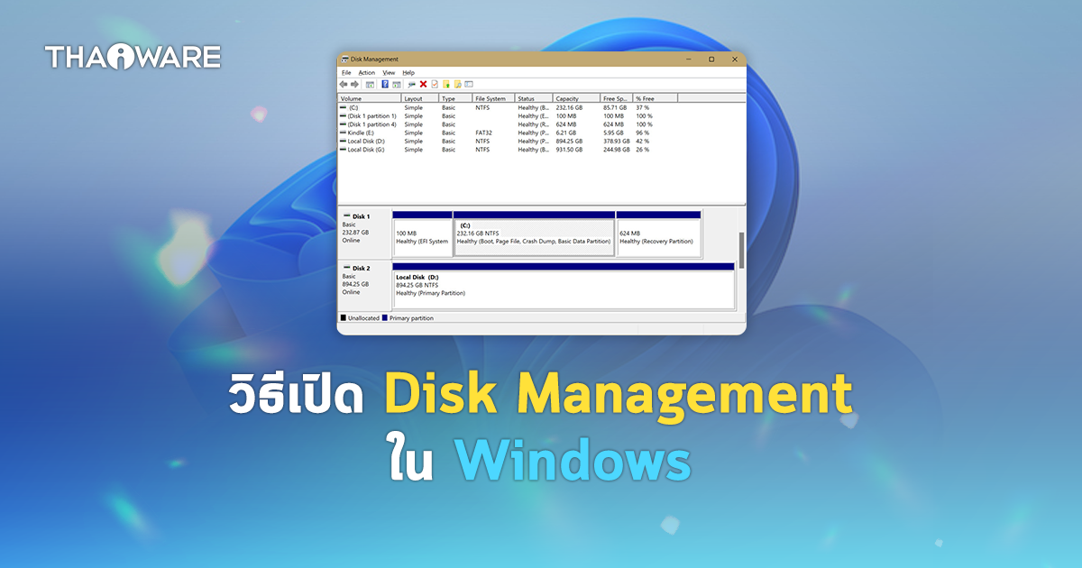 วิธีเปิด Disk Management บน Windows 11