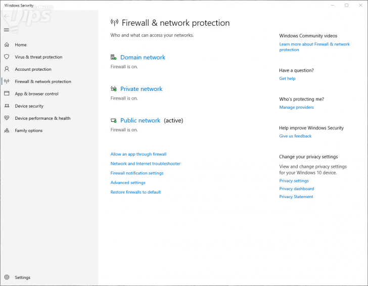 ปิดการทำงานของ Microsoft Defender Firewall