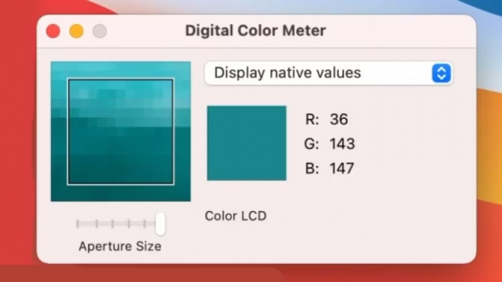 เครื่องมือ Digital Color Meter บนระบบปฏิบัติการ macOS (Digital Color Meter tool on macOS)