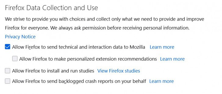 ปิดการอนุญาตเก็บข้อมูล และนำไปใช้ของทางผู้พัฒนา (Disallow Firefox Data Collection and Use)