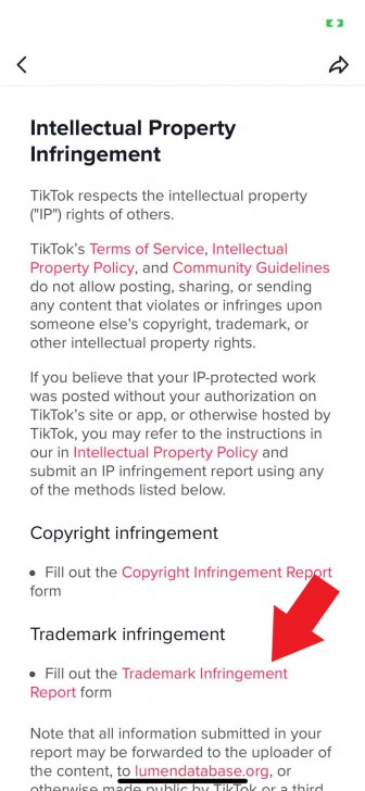 การปฏิบัติเกี่ยวกับเครื่องหมายการค้าบน TikTok  (Trademark disposal on TikTok)