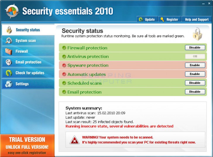 โปรแกรม SECURITY ESSENTIALS 2010
