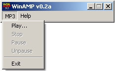 ภาพตัวอย่างของ โปรแกรม Winamp เวอร์ชัน 0.2a