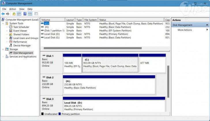 การเรียกใช้งาน Disk Management ผ่าน Control Panel บน Windows